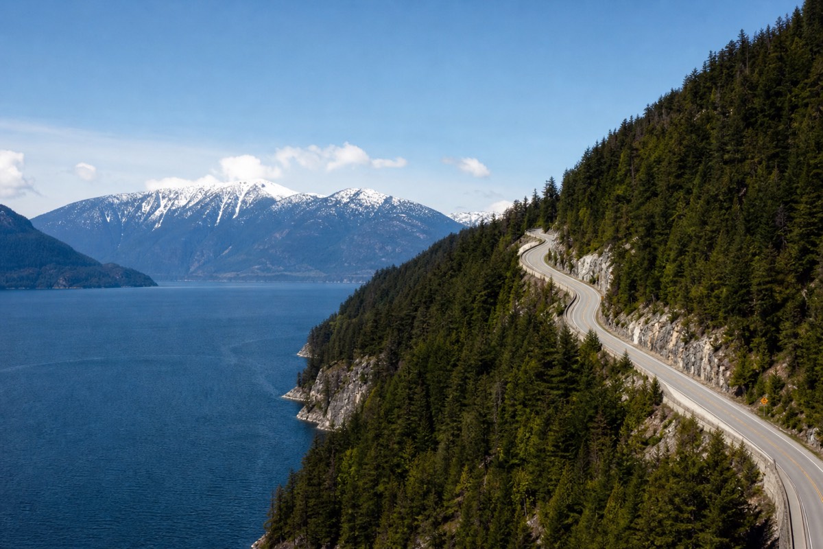 The Sea to Sky Highway between Vancouver and Whistler