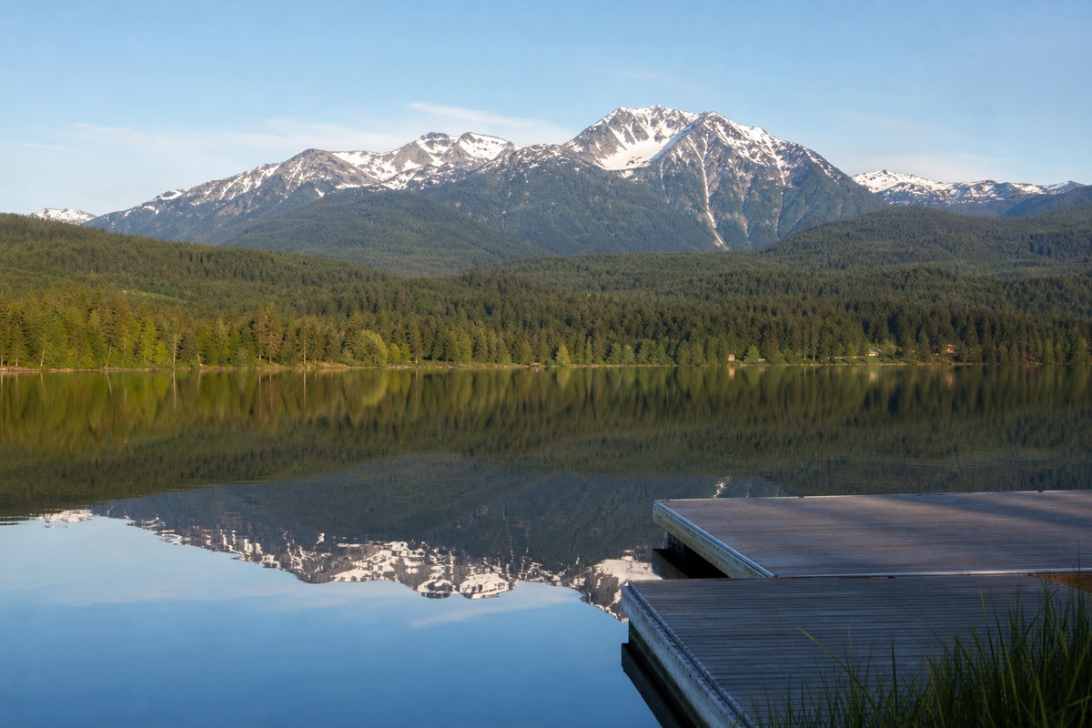 One of Whistler's alpine lakes on a calm morning