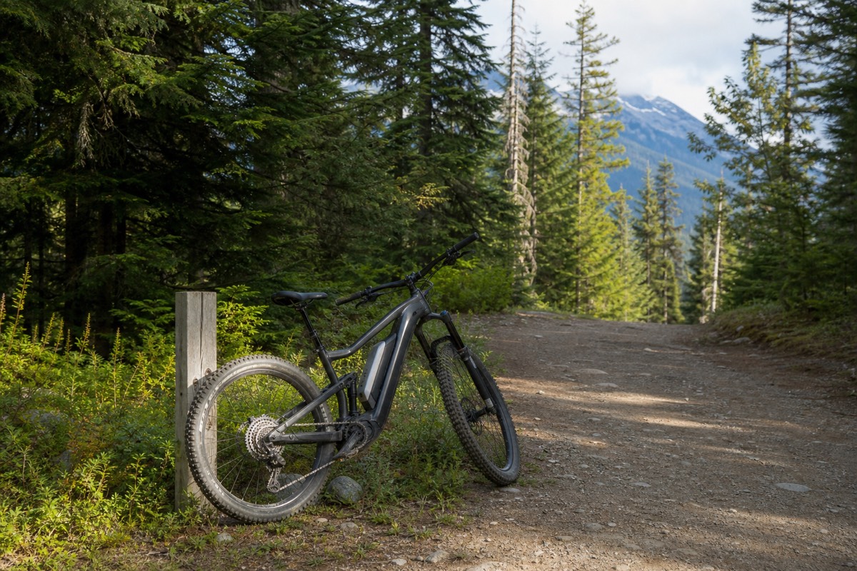 Riding an electric bike on Whistler's mountain trails